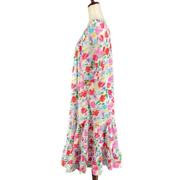 Vtg 80s 90s NOS Two Potato Watercolor Floral Tiered Muumuu Dress XS Granny Chic - Picture 4 of 16